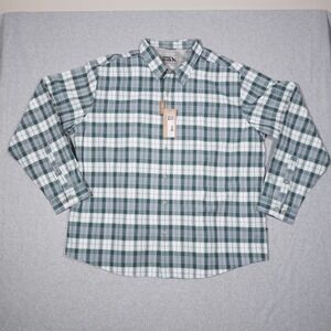 Eddie Bauer Shirt Mens 3XL Green Pack It Seersucker 2.0 Plaid UPF 30 Button Down